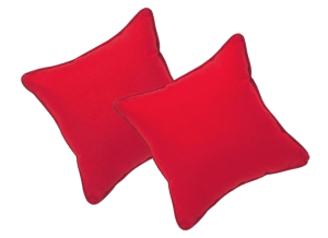 a pair of red cushions